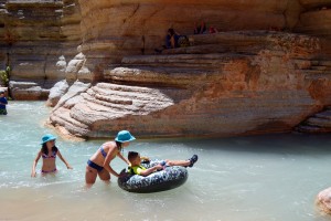 Guests having fun in Havasu Creek, one of the many side hikes in the Canyon.