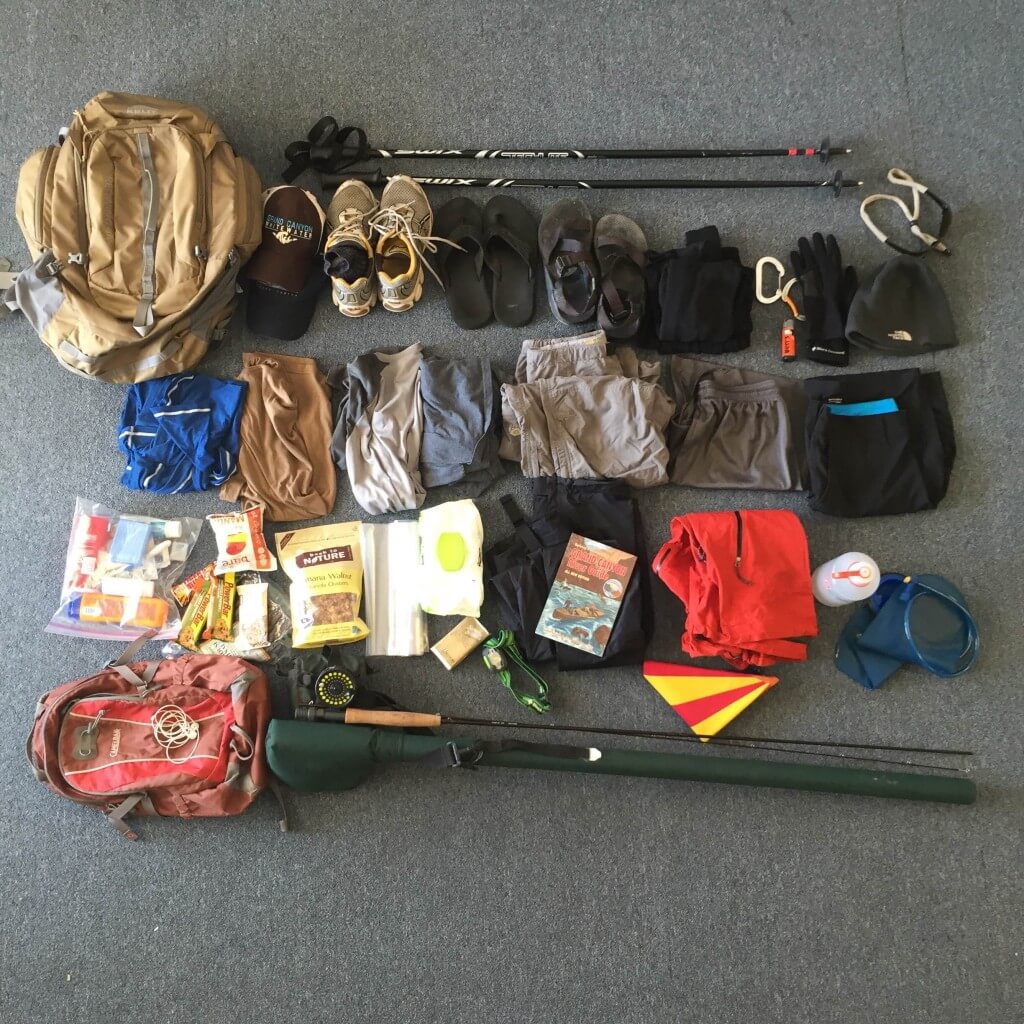 Photo of items that will be packed in for a whitewater rafting trip
