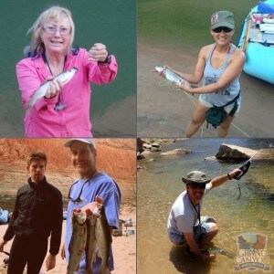 Photo montage of people fishing in the Grand Canyon