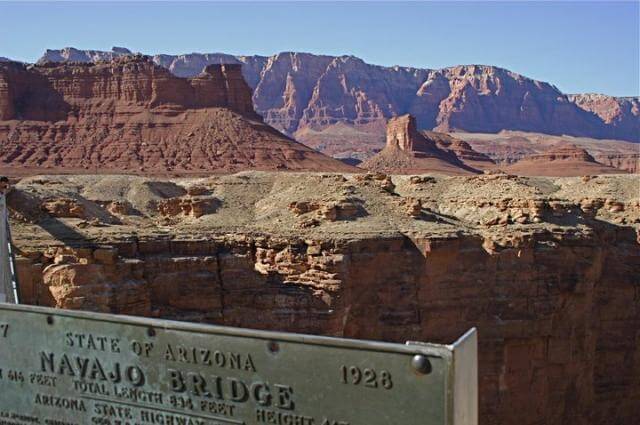 Grand Canyon Whitewater passengers ride under both Navajo Bridges.