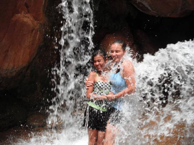 Morningstar and her mom in Clear Creek on a Grand Canyon Whitewater raft trip. 