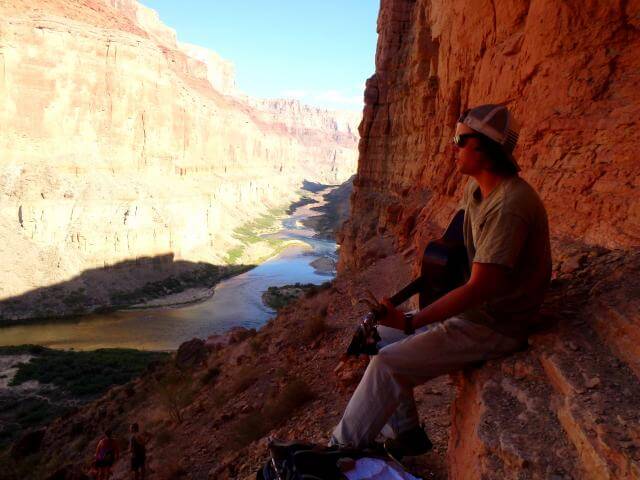 A little music at Nankoweap Granaries is not a bad way to end a day of Grand Canyon Whitewater rafting!