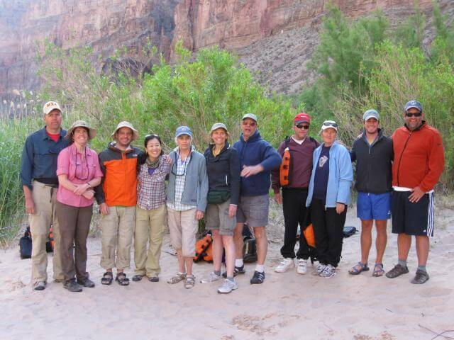Pete and Barb's rafting trip group with Grand Canyon Whitewater.