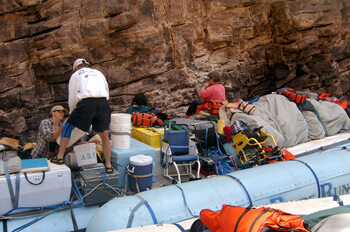 An Arizona River Runners motorized raft holds special gear.