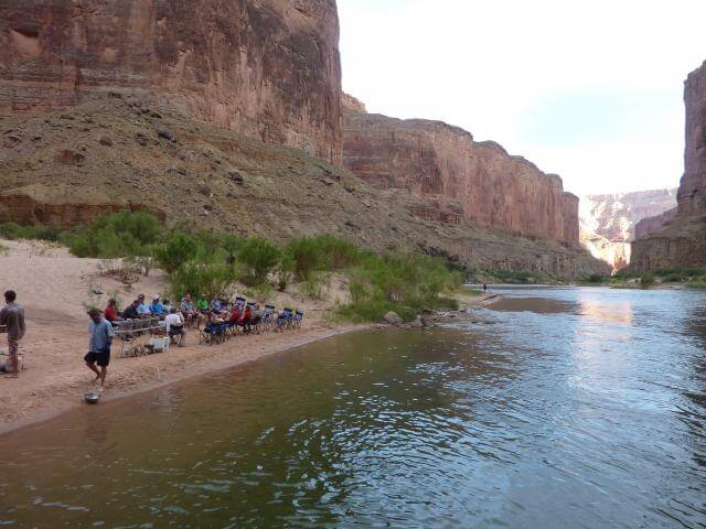 Grand Canyon Whitewater guests relax in camp!