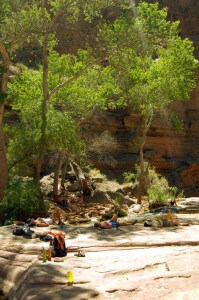 people relaxing on a Grand Canyon river rafting trip