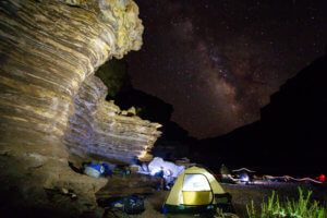 Night sky at a camp in the Grand Canyon.