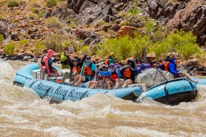 Arizona River Runners Motor Boat In Rapid