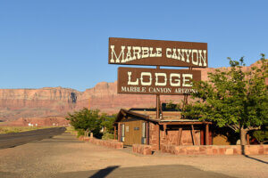 Marble Canyon Lodge sign in Vermillion Cliffs