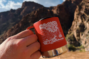 A Klean Kanteen mug with a Grand Canyon Whitewater logo.