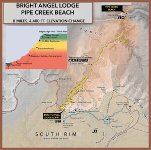 Information for camping and hiking in Grand Canyon's main corridor trails including: trail distances, hiking safety, and camping in the backcountry.