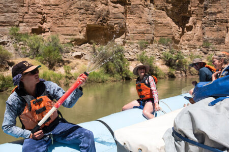 Spraying water on a hot day