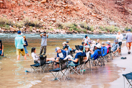 Guests in the water on a hot day