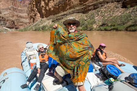 Man with sarong in the Grand Canyon.