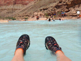Person wearing river sandals