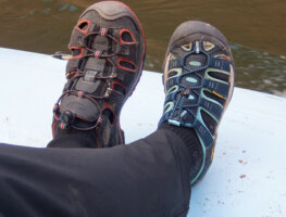 Person wearing river sandals