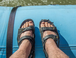 Person wearing river sandals