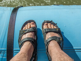 Person wearing river sandals